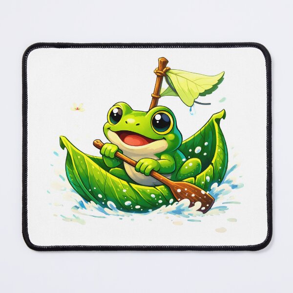 Item preview, Cute Tree Frog Sailing Tiny Leaf Boat designed and sold by WhoopWhoopCo.