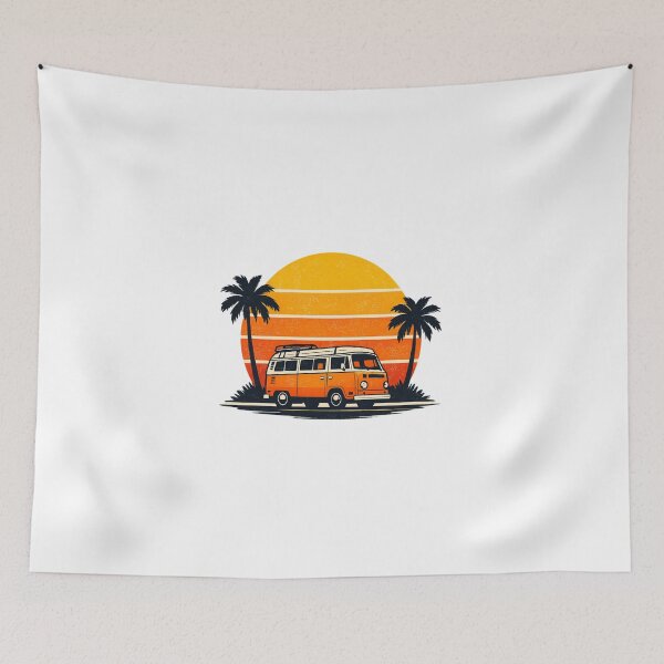 Item preview, Retro Sunset Camper Van – Vintage 70s Travel Aesthetic Palm Tree Road Trip Design designed and sold by ArtWaveStudio8.