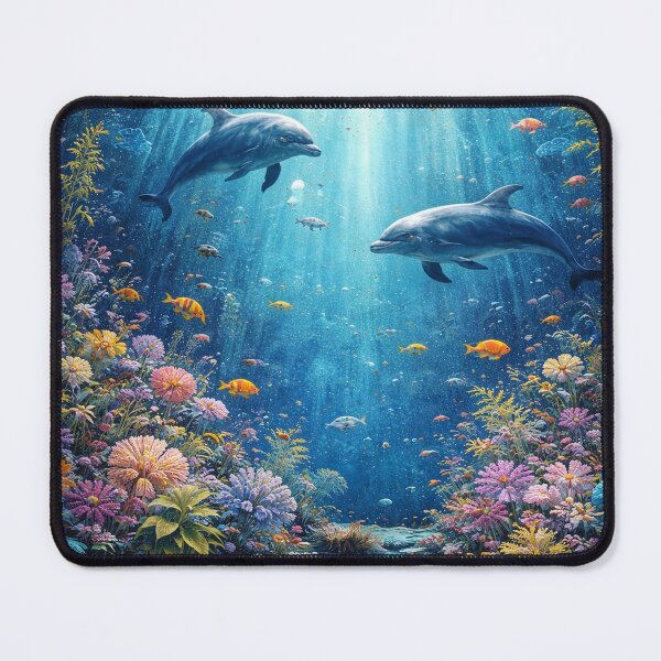 Item preview, Vibrant Underwater Dolphins Ocean Reef Art designed and sold by JunnuCreations.