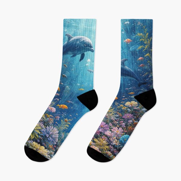 Item preview, Vibrant Underwater Dolphins Ocean Reef Art designed and sold by JunnuCreations.