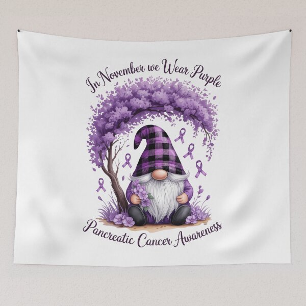 Item preview, In November We Wear Purple Pancreatic Cancer Awareness Gnome designed and sold by EllenJast.