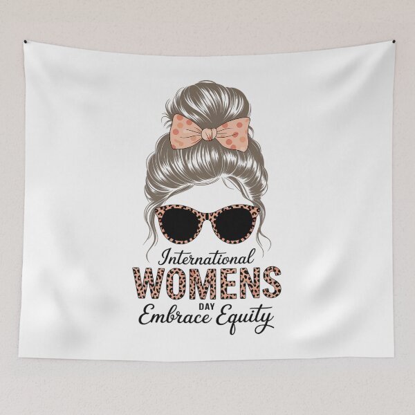 Item preview, International Women's Day Embrace Equity Messy Hair Bun designed and sold by EllenJast.