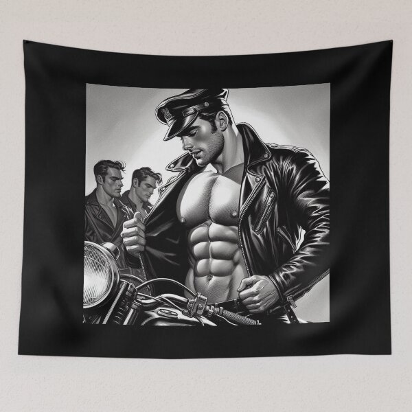 Item preview,  Anime Noir Gay Leather Bikers Tom of Finland Tribute Berlin Pride Defiant Currency Graphic Design designed and sold by ItsAKinkThing.
