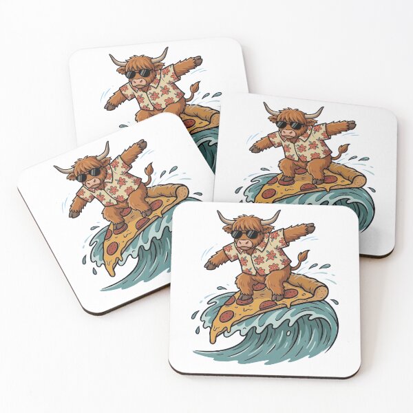 Item preview, Highland Cow Surfing Pizza Slice Summer Wave designed and sold by k3rstman1.