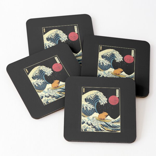 Item preview, Capybara Surfing Japanese Wave Funny Ukiyo-e Style Animal Illustration designed and sold by titanlevi.