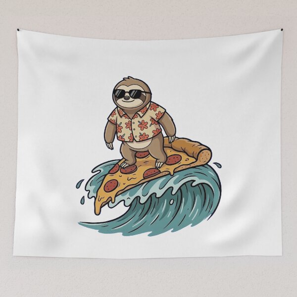 Item preview, Cool Sloth Surfing Pizza Wave Hawaiian Style designed and sold by k3rstman1.
