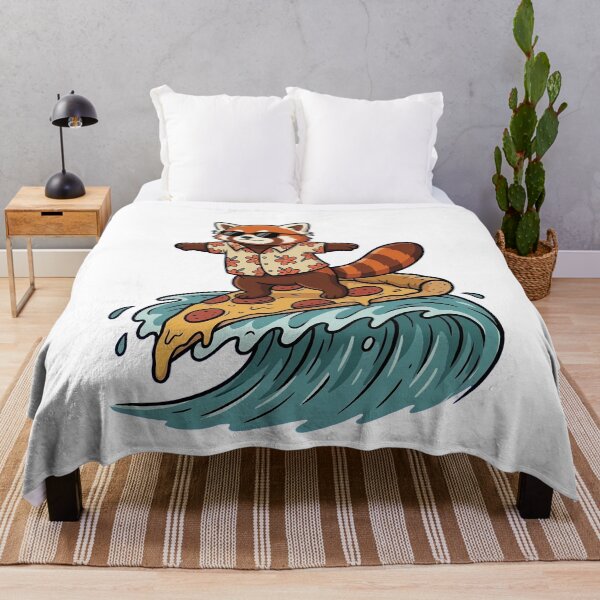 Item preview, Cool Red Panda Surfing Pizza Ocean Wave designed and sold by k3rstman1.