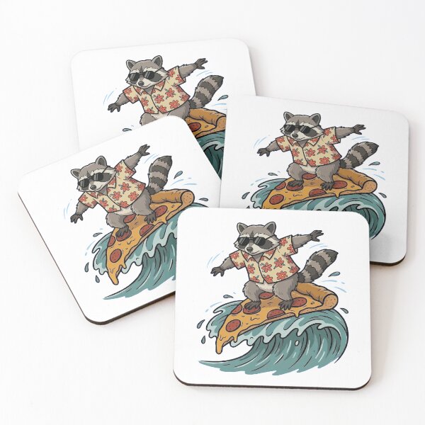 Item preview, Surfing Raccoon on Pizza Slice Summer Wave designed and sold by k3rstman1.