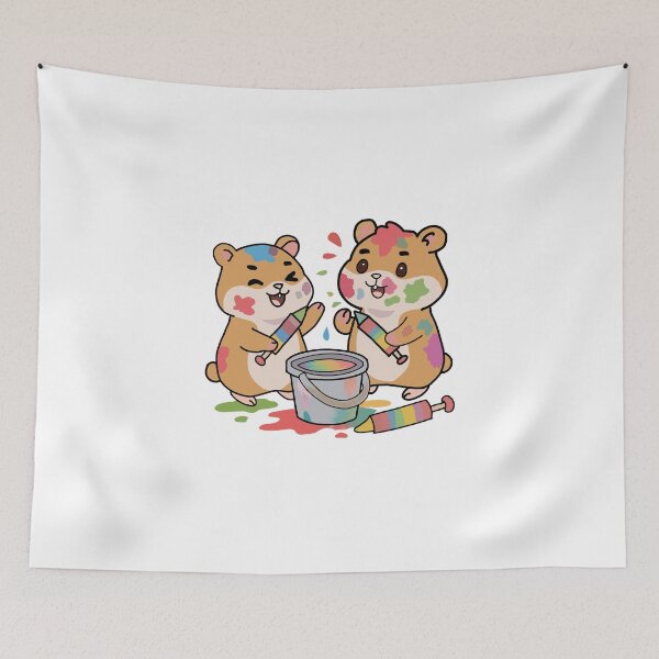 Item preview, Cute Holi Hamsters Playing With Pichkari | Colorful Festival Sticker designed and sold by pn_terest.