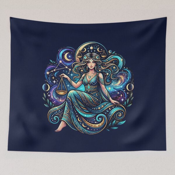 Item preview, Celestial Libra Zodiac Goddess Astrology Art designed and sold by Dakson Design - Fantasy Art.