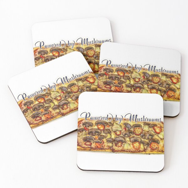 Item preview, Powered by Mushrooms – Mushroom Lover Pizza Humor Sticker Design designed and sold by aadventures.