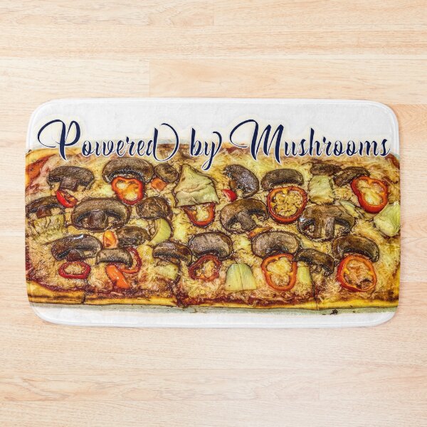 Item preview, Powered by Mushrooms – Mushroom Lover Pizza Humor Sticker Design designed and sold by aadventures.