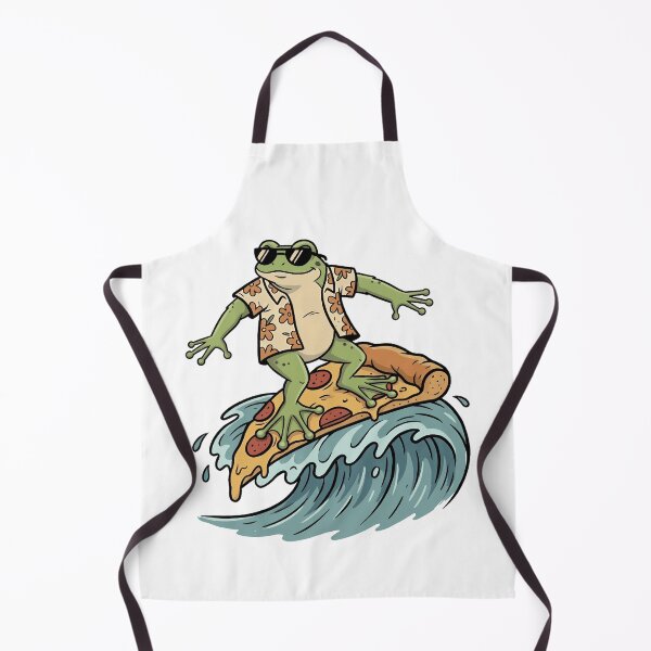 Item preview, Retro Cartoon Frog Surfing Pizza Slice Wave designed and sold by k3rstman1.