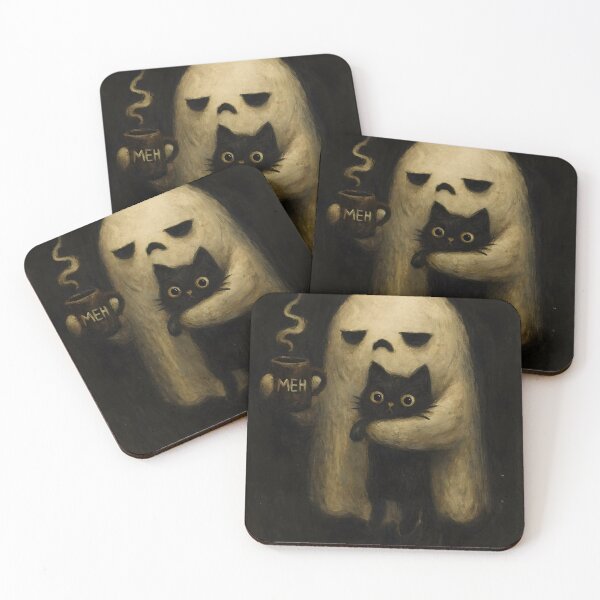 Item preview, Funny Lazy Cat Ghost Meh Mood Cute Spooky Humor Art designed and sold by ArtsyGlaze.