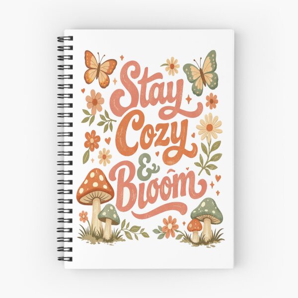 Item preview, Arte con cita de estética retro Stay Cozy & Bloom: ilustración floral caprichosa para una decoración cálida y acogedora del hogar. designed and sold by Bright Nest Studio.