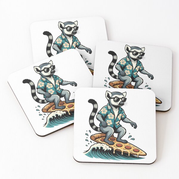 Item preview, Funny Pizza Surfer Lemur in Hawaiian Shirt designed and sold by k3rstman1.