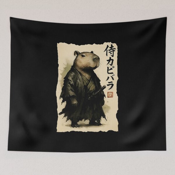 Item preview, Samurai Capybara Japanese Ink Style Illustration designed and sold by titanlevi.
