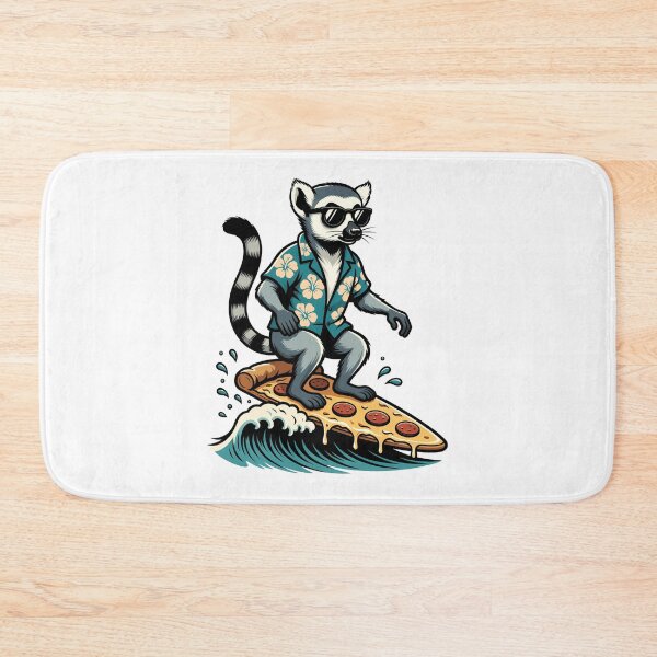 Item preview, Funny Pizza Surfer Lemur in Hawaiian Shirt designed and sold by k3rstman1.