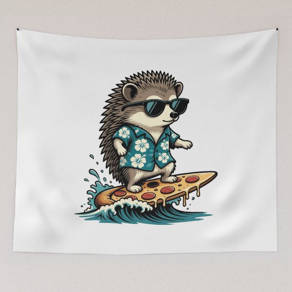 Item preview, Funny Surfing Hedgehog on Pizza Ocean Wave designed and sold by k3rstman1.