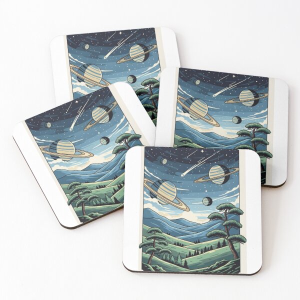 Item preview, Retro Cosmic Valley Under Ringed Planets designed and sold by Dzblack.