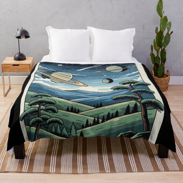 Item preview, Retro Cosmic Valley Under Ringed Planets designed and sold by Dzblack.