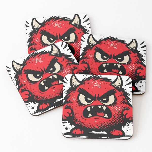 Item preview, A tiny but angry monster with expressive brows and grunge textures. The contrast between cute shape and aggressive emotion creates a fun graphic. designed and sold by Dejbar.