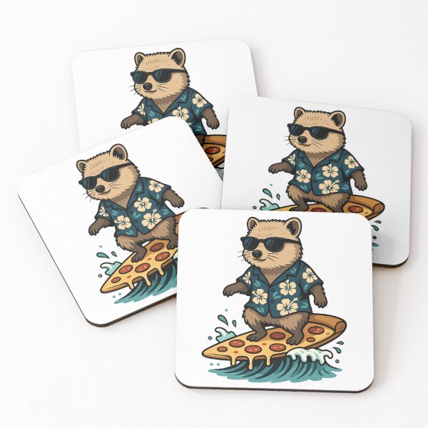 Item preview, Funny Quokka Surfing Pizza Slice Tropical Vibes designed and sold by k3rstman1.
