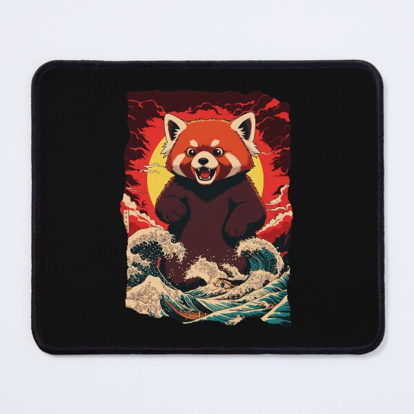 Item preview, Red Panda Japanese Wave Ukiyo-e Style Animal Illustration designed and sold by JEFDodsonArt.