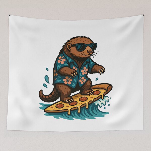 Item preview, Cool Groundhog Surfing on Pepperoni Pizza Slice designed and sold by k3rstman1.
