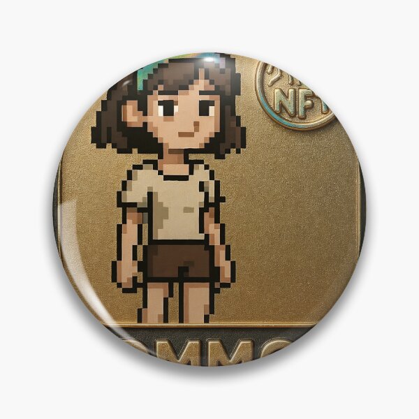 Item preview, A pixelated girl on a gold NFT card on transparent background designed and sold by Creative88Art.