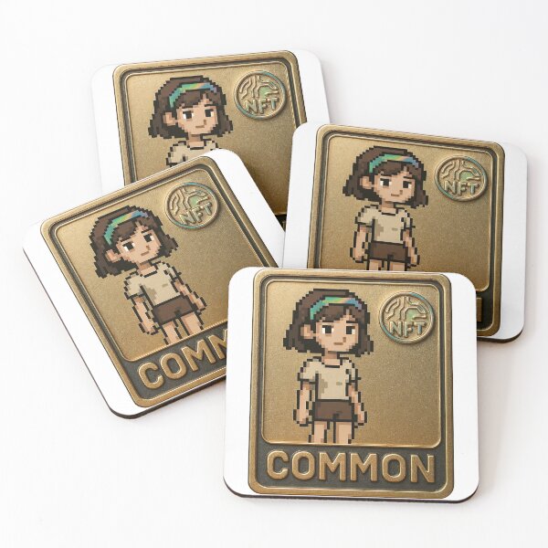 Item preview, A pixelated girl on a gold NFT card on transparent background designed and sold by Creative88Art.