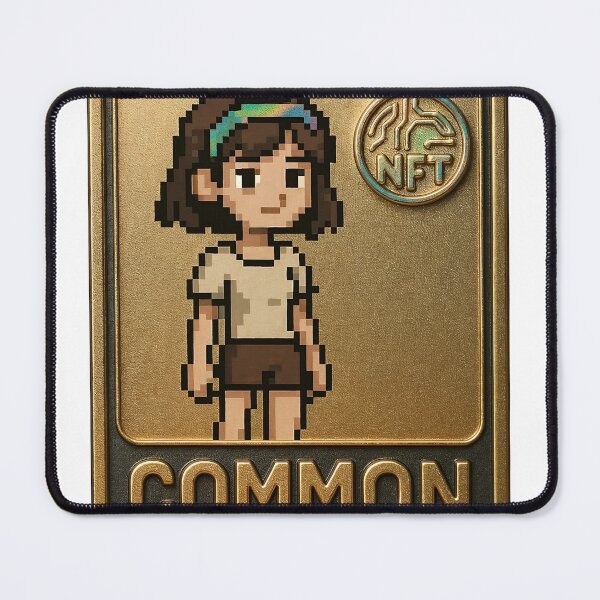 Item preview, A pixelated girl on a gold NFT card on transparent background designed and sold by Creative88Art.