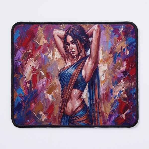 Item preview, Contemporary Impasto Portrait of a Beautiful Woman on a Vibrant Colorful Abstract Textured Canvas designed and sold by ARTCREATESHOP.
