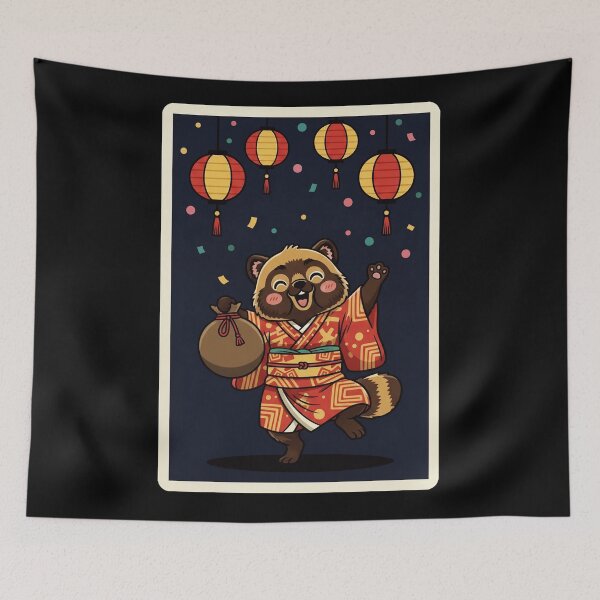 Item preview, Lucky Tanuki Japanese Lantern Festival Cute Raccoon Dog designed and sold by JordynLadukeg65.