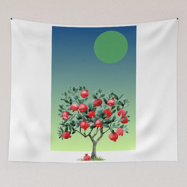 Item preview, Pomegranate Tree Botanical Print — Green Moon Watercolour Poster designed and sold by PetaleetPalette.