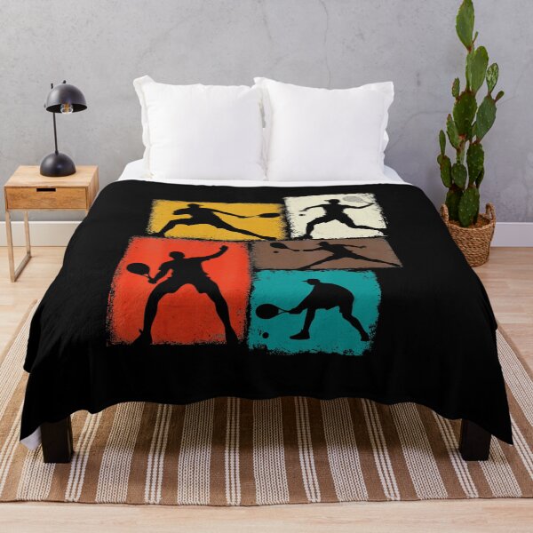Item preview, Tennis Player Silhouettes Retro Color Block Style designed and sold by WayTBeenkenArt.
