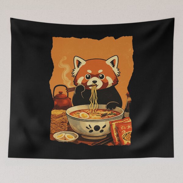 Item preview, Red Panda Eating Ramen Cute Noodle Lover  designed and sold by JEFDodsonArt.