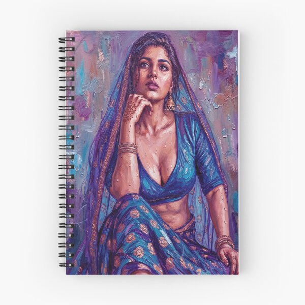 Item preview, Ethereal  Asian Beauty in Traditional Blue Garments Fine Art Portrait Painting designed and sold by ARTCREATESHOP.