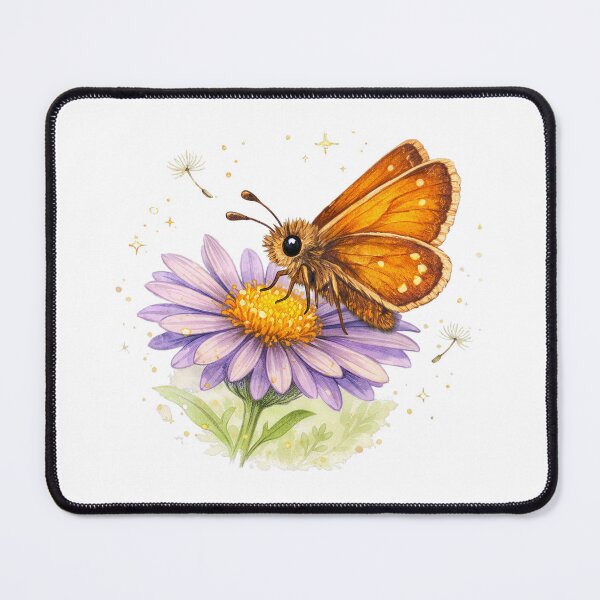 Item preview, Woodland Skipper Butterfly on Douglas Aster – Pacific Northwest Wildflower Pollinator Illustration designed and sold by Zee's Whimsical Wonders.
