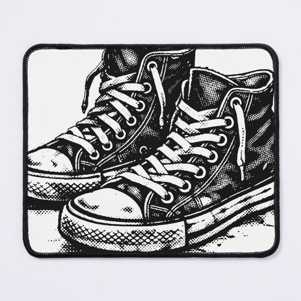 Item preview, A pair of worn canvas sneakers illustrated in grunge ink style. The distressed textures and bold brush strokes give the design a strong urban streetwear aesthetic designed and sold by Dejbar.