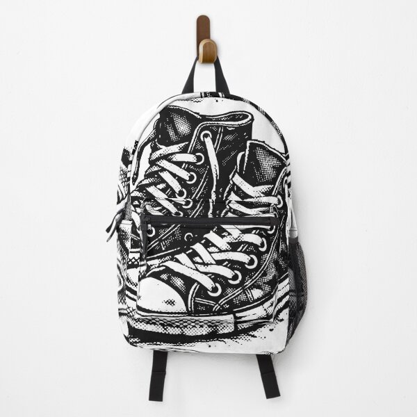Item preview, A pair of worn canvas sneakers illustrated in grunge ink style. The distressed textures and bold brush strokes give the design a strong urban streetwear aesthetic designed and sold by Dejbar.