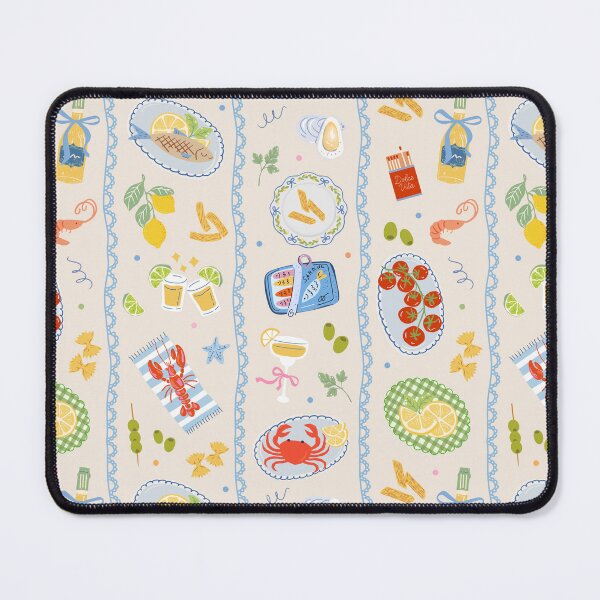 Item preview, Mediterranean Food Seamless Pattern, Italian Cuisine Digital Paper, Seafood Pasta Lemon Pattern, Coastal Kitchen Illustration Pattern, Italian Food Fabric Design La Dolce Vita designed and sold by FRH Design ⭐⭐⭐⭐⭐.