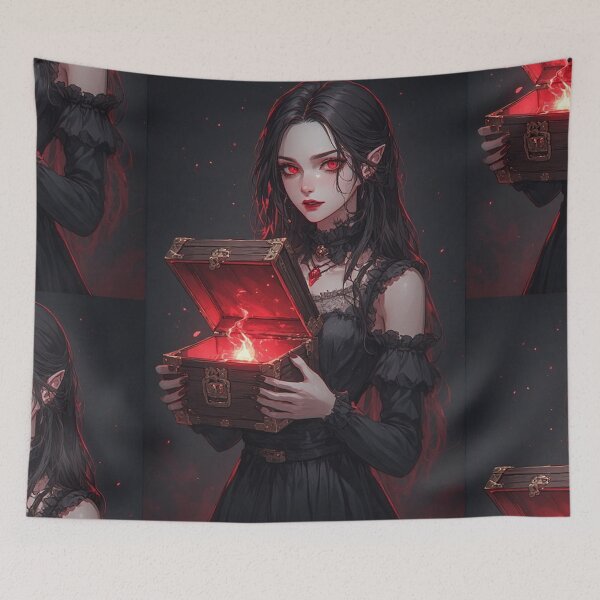 Item preview, Vampire with chest and magic fire designed and sold by ArtsJulian.