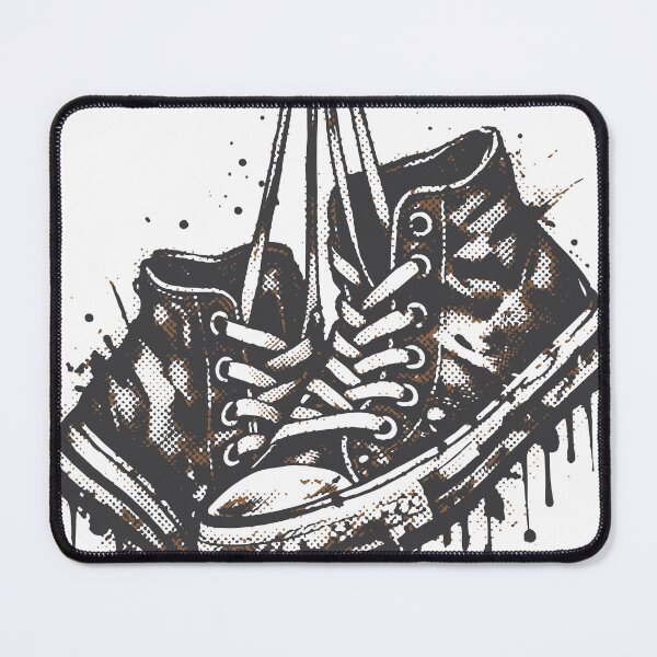 Item preview, A pair of worn canvas sneakers illustrated in grunge ink style. The distressed textures and bold brush strokes give the design a strong urban streetwear aesthetic designed and sold by Dejbar.