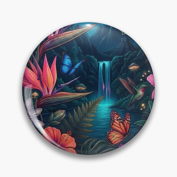 Item preview, Tropical Radiance: Midnight Jungle Paradise with Waterfall and Moon designed and sold by ResonateUK.