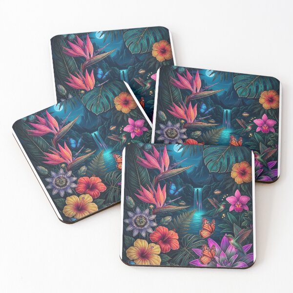 Item preview, Tropical Radiance: Midnight Jungle Paradise with Waterfall and Moon designed and sold by ResonateUK.
