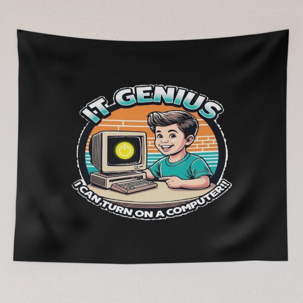 Item preview, Funny IT Genius Kids Computer Art – Retro Cartoon Tech Humor Illustration for Digital Creators designed and sold by Bright Nest Studio.