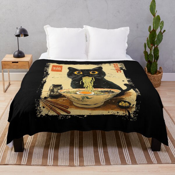 Item preview, Black Cat Eating Ramen Cute Noodle Lover designed and sold by titanlevi.