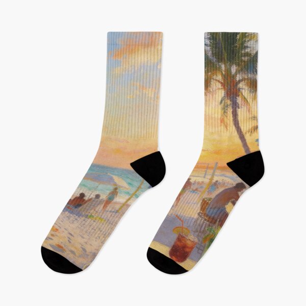 Item preview, Vibrant Beach Day Artwork, People Playing, Drinking & Sunbathing in Impressionism Style designed and sold by BlareBlare.