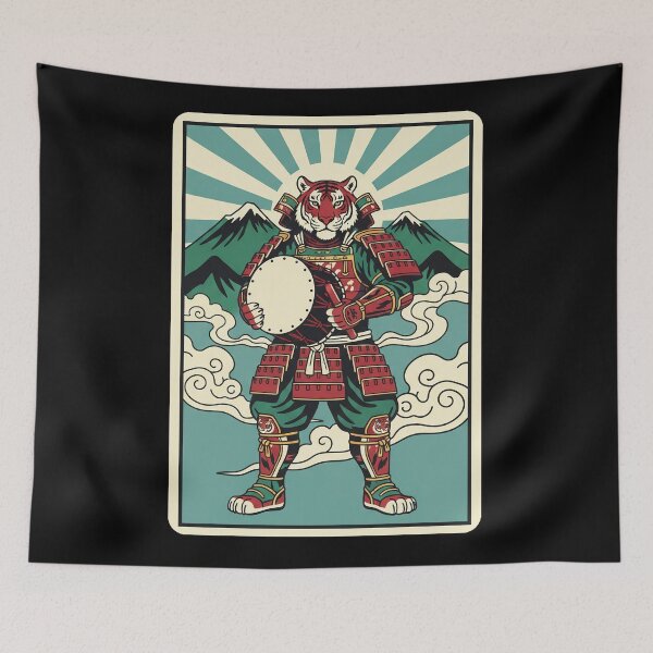 Item preview, Samurai Tiger Warrior Japanese Retro Illustration designed and sold by JordynLadukeg65.